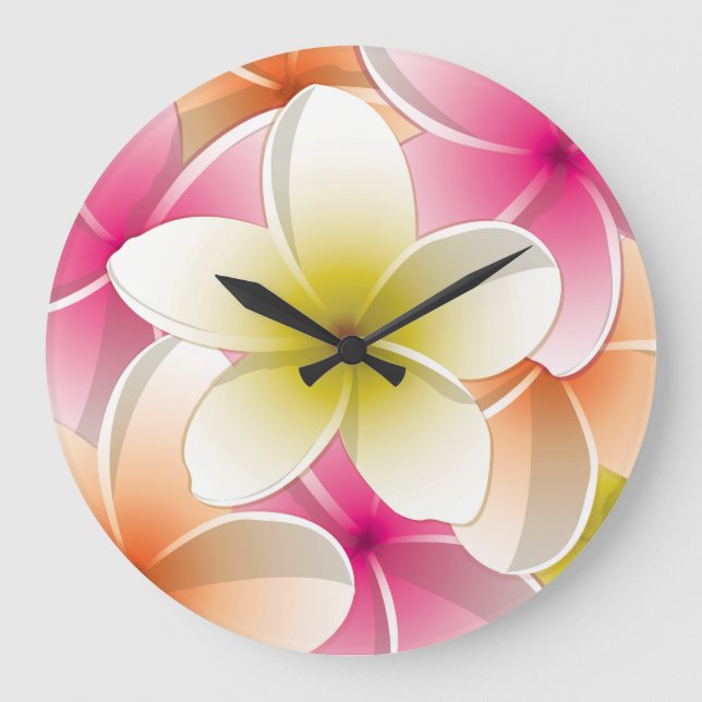 Grande Horloge Ronde Fleurs frangipani/Plumeria (Recto)