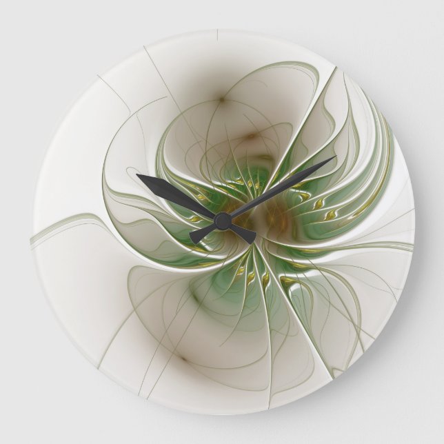 Grande Horloge Ronde Fleurs imaginaires fractales douces et tendres (Recto)