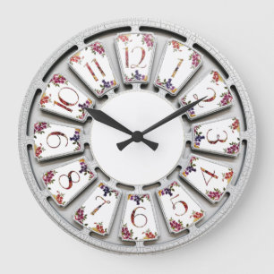 Grande Horloge Ronde Fleurs rétro