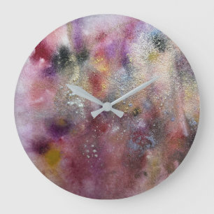 Grande Horloge Ronde Fleurs sauvages abstraites