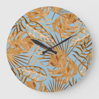 Grande Horloge Ronde Fleurs Tropicales Vibrantes : Colorées Et Sans Cou