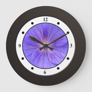 Grande Horloge Ronde Floral Blue Garden Flower Chiffres modernes