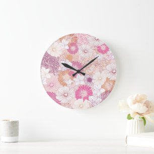Grande Horloge Ronde Floral Sans Couture