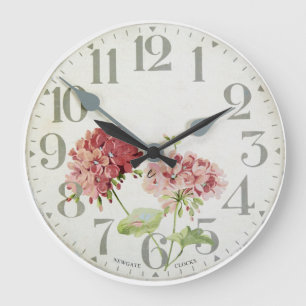 Grande Horloge Ronde Floral vintage   Antique Watercolor