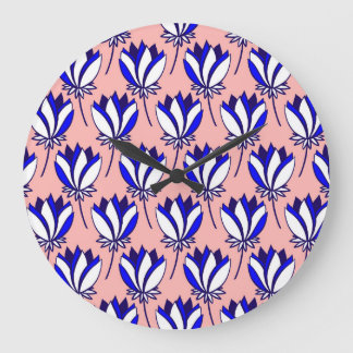 Grande Horloge Ronde Flore symétrique : Motif Vintage coloré