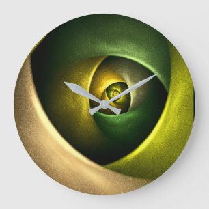 Grande Horloge Ronde Flore verte Florale moderne Art Abstrait Motif #23