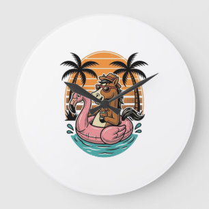 Grande Horloge Ronde Flotteur de flamant de cheval de vintage conceptio