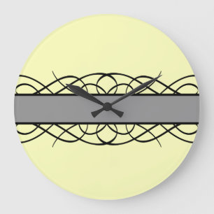 Grande Horloge Ronde Flourish Gray Deco