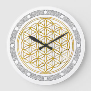Grande Horloge Ronde FLOWER OF LIFE - gold - clock face silver ring
