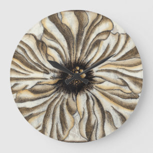 Grande Horloge Ronde Flowerhead Fresco sur Tan Arrière - plan