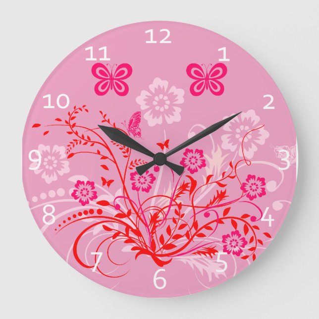 Grande Horloge Ronde Flowers and Butterflies Clocks (Recto)