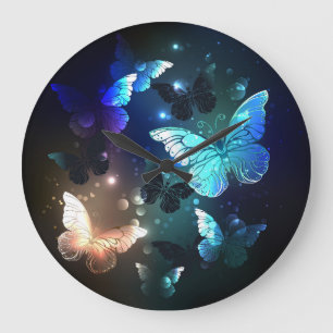 Grande Horloge Ronde Fluttering Night Butterfly