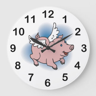 Grande Horloge Ronde Flying Pigs Clock