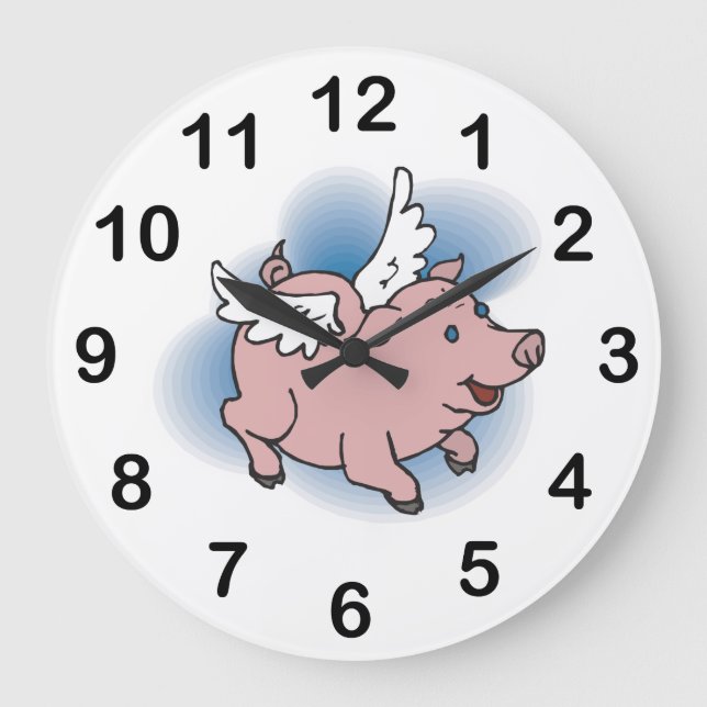 Grande Horloge Ronde Flying Pigs Clock (Recto)
