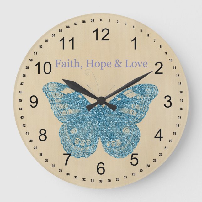 Grande Horloge Ronde Foi, Espoir, Papillon d'amour (Recto)