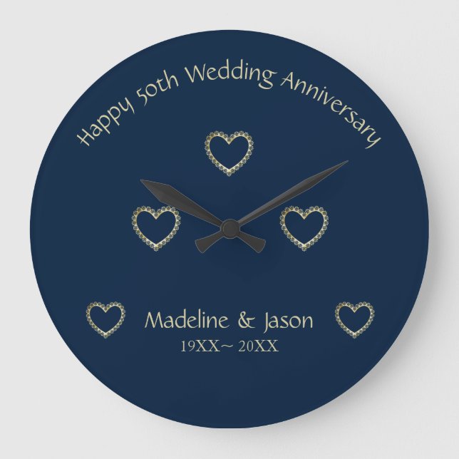 Grande Horloge Ronde Foil Gold Floral Hearts (Recto)