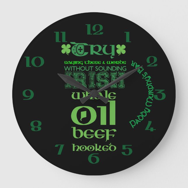 Grande Horloge Ronde folklore irlandais personnalisé (Recto)