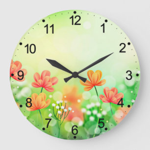 Grande Horloge Ronde Fond printanier réaliste flou-52374
