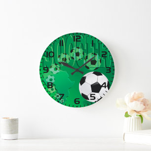 Grande Horloge Ronde Football Afrique Vert Gras Football