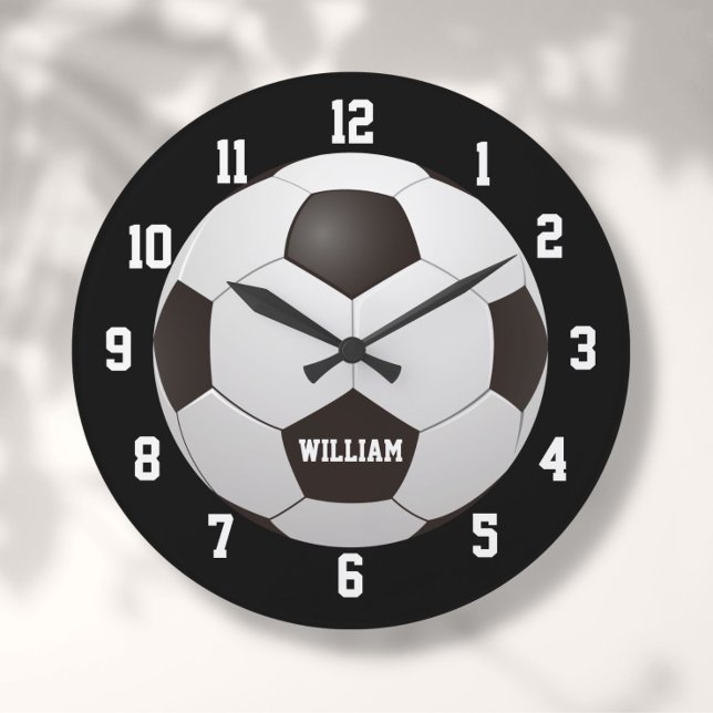 Grande Horloge Ronde Football Football Nom personnalisé (Créateur téléchargé)