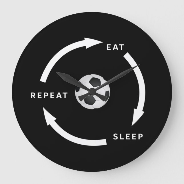 Grande Horloge Ronde Football Manger Sommeil Répéter Le Ventilateur De  (Recto)