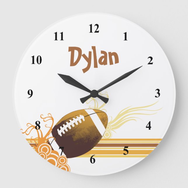 Grande Horloge Ronde Football Sports Ball Jeu Nom personnalisé (Recto)