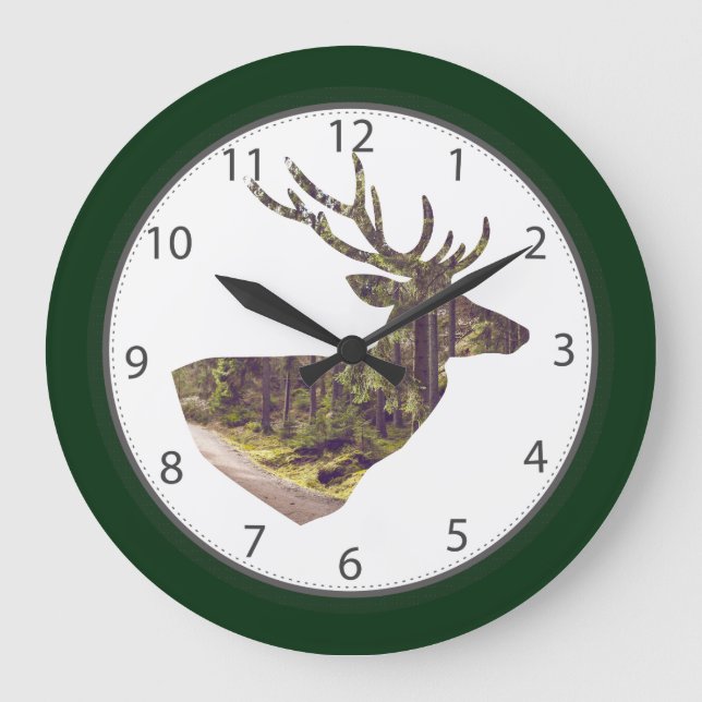 Grande Horloge Ronde Forest Deer Head Forest Green (Recto)