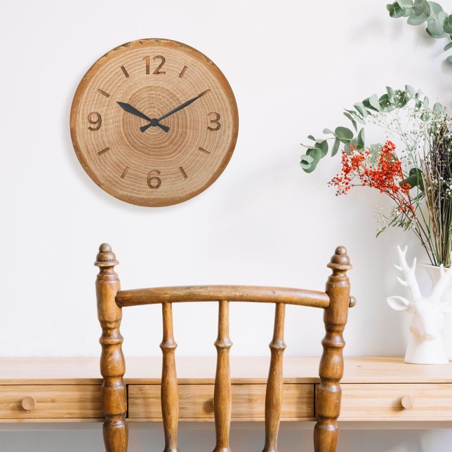 Grande Horloge Ronde Forêt Brown de bois rustique (Créateur téléchargé)