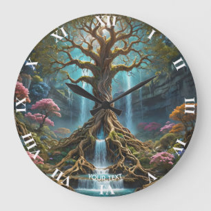 Grande Horloge Ronde Forêt de cascade de l'arbre mou Imaginaire