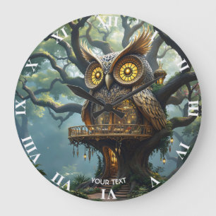 Grande Horloge Ronde Forêt de Chouette d'Imaginaire