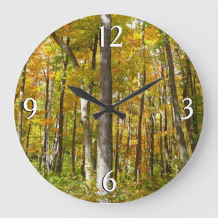 Grande Horloge Ronde Forêt du paysage d'automne Feuille Jaune