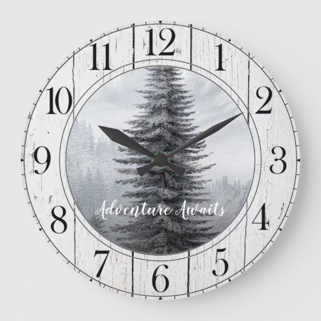 Grande Horloge Ronde Forêt rustique Aventure en bois désorganisé (Recto)