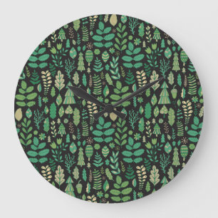 Grande Horloge Ronde Forêt vintage Floral Design sans joint
