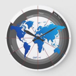 Grande Horloge Ronde Forex Markets Timezone Clock GMT+1 hr