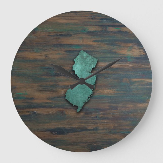 Grande Horloge Ronde Forme de New Jersey Turquoise rustique (Recto)