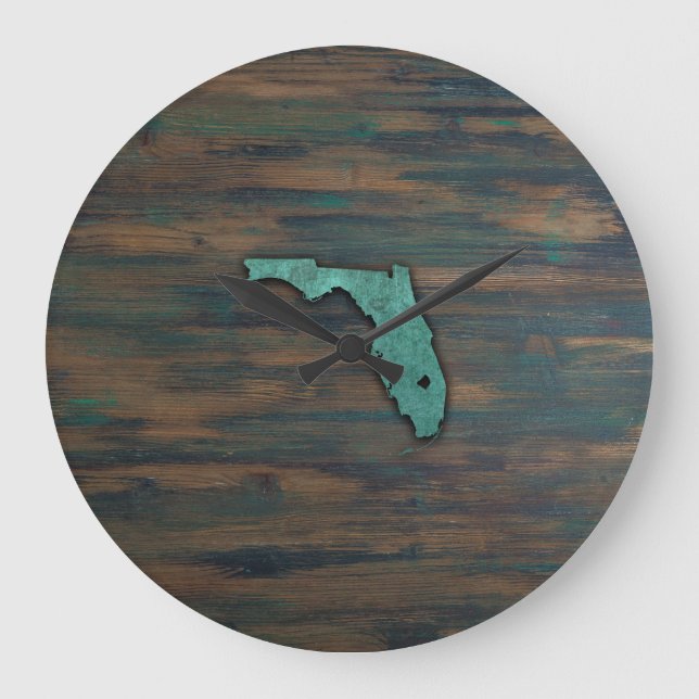 Grande Horloge Ronde Forme Turquoise rustique de Floride (Recto)
