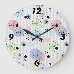 Grande Horloge Ronde formes Abstraites modernes cercles lumière pois av