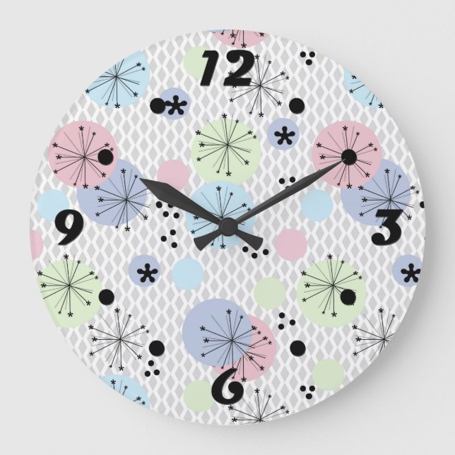 Grande Horloge Ronde formes Abstraites modernes cercles lumière pois av (Recto)