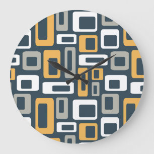 Grande Horloge Ronde Formes colorées de style mi-siècle
