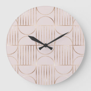 Grande Horloge Ronde Formes d'or : motif moderne du milieu du siècle.