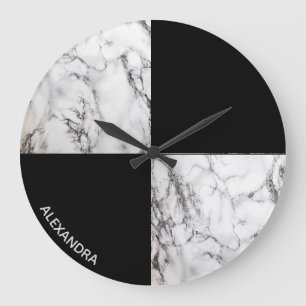 Grande Horloge Ronde Formes géométriques en pierre de marbre monogramme