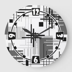 Grande Horloge Ronde formes géométriques modernes Abstraites rayées
