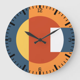 Grande Horloge Ronde Formes géométriques qui se chevauchent - Style rét