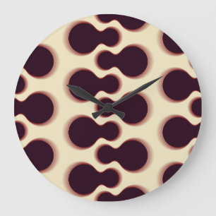 Grande Horloge Ronde Formes globulaires épineuses, teintes marron motif