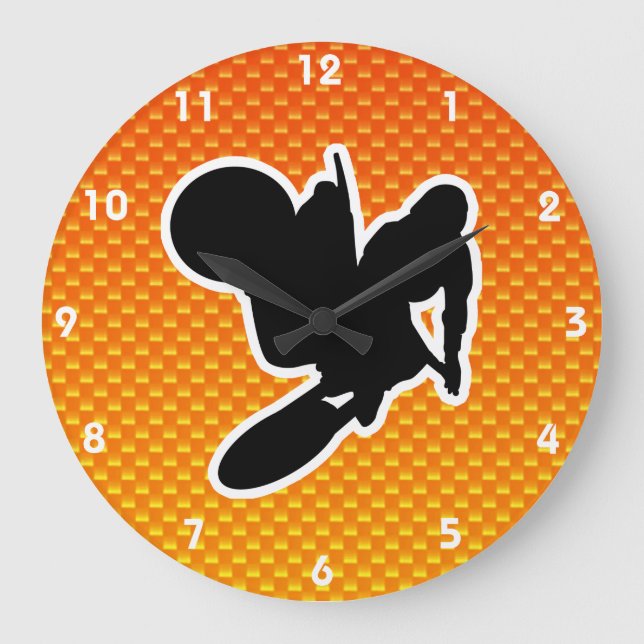 Grande Horloge Ronde Fouet jaune-orange de motocross (Recto)