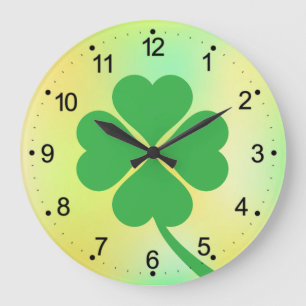 Grande Horloge Ronde Four Leaf Clover St. Patrick's Day Design-87906
