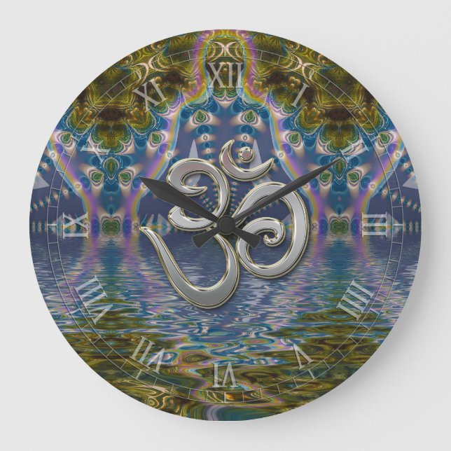 Grande Horloge Ronde Fractale du Chakra Spirituel Om  (Recto)