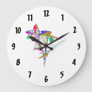 Grande Horloge Ronde Fractale - Fleur et bourgeon