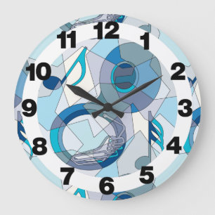 Grande Horloge Ronde Fragments de notes de musique de tuba