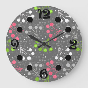 Grande Horloge Ronde Framboise multicolore simple motif rétro années 6